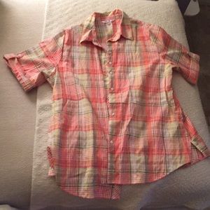 Short sleeve checkered blouse button up